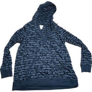 Motherhood Maternity Blue Long Sleeve burnout Print Lightweight Hoodie Z192